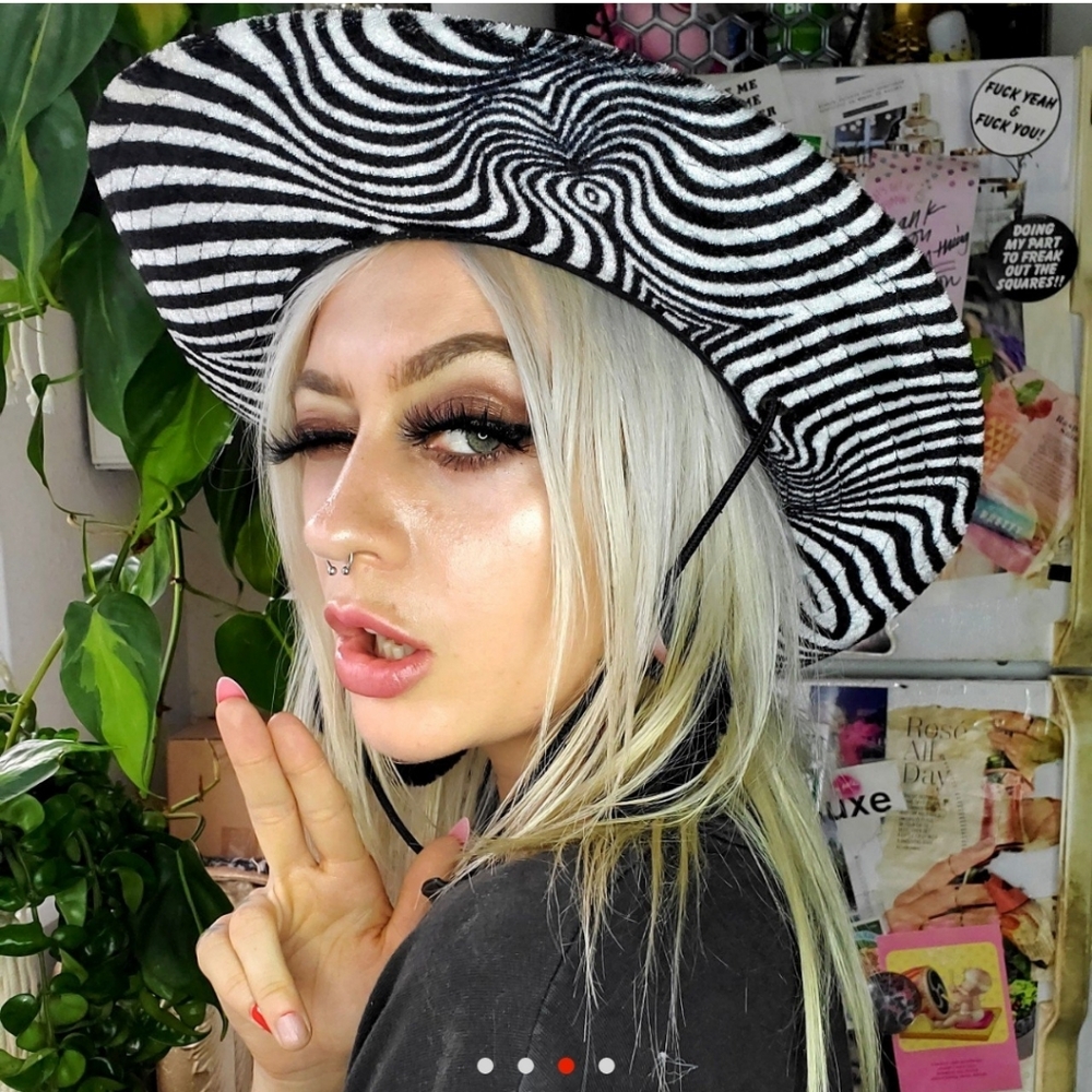Trippy zebra velour cowboy hat #6